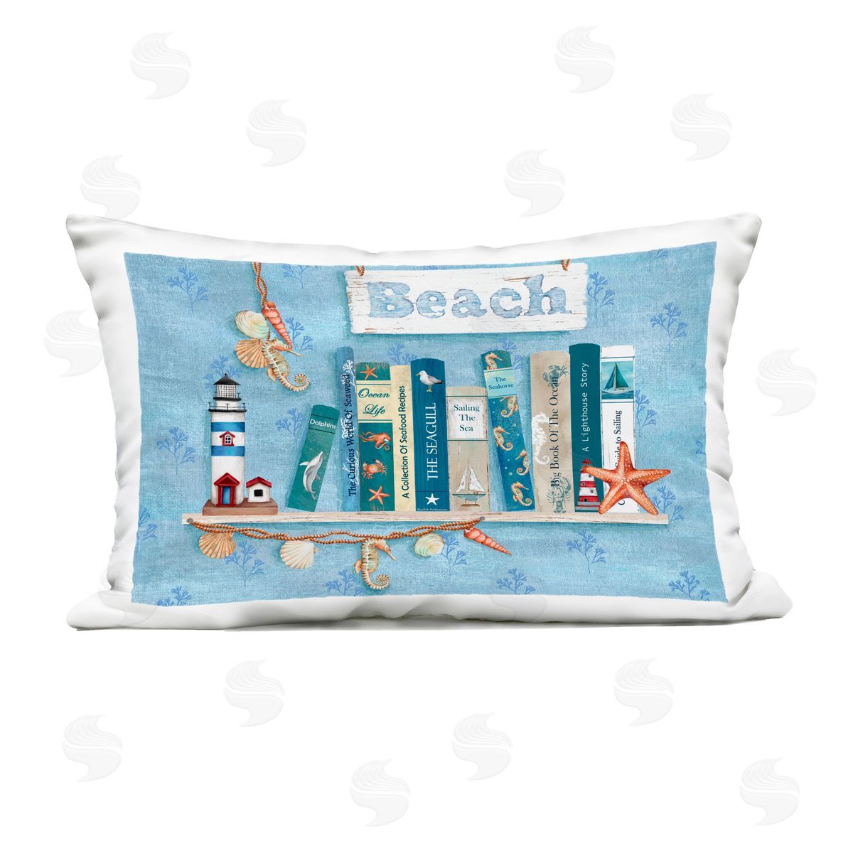 Emma Leach Beachy Book Shelf Panel Outdoor Printed Pillow