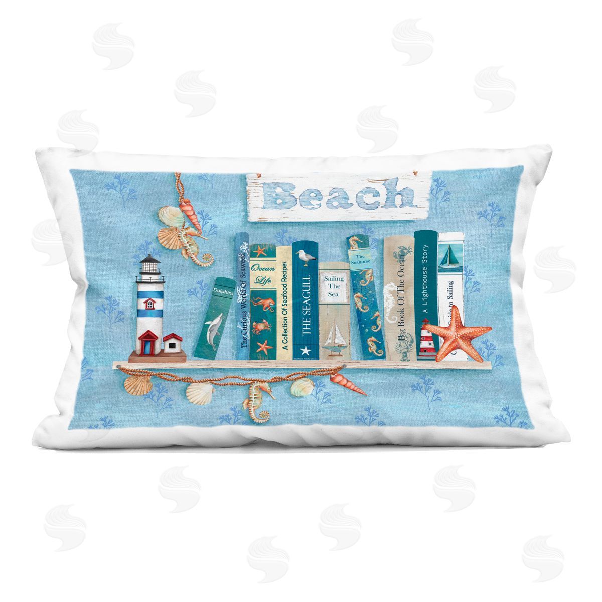 Emma Leach Beachy Book Shelf Panel Indoor Printed Pillow Art