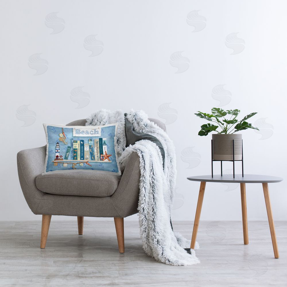Emma Leach Beachy Book Shelf Panel Indoor Rectangular Pillow on Chair