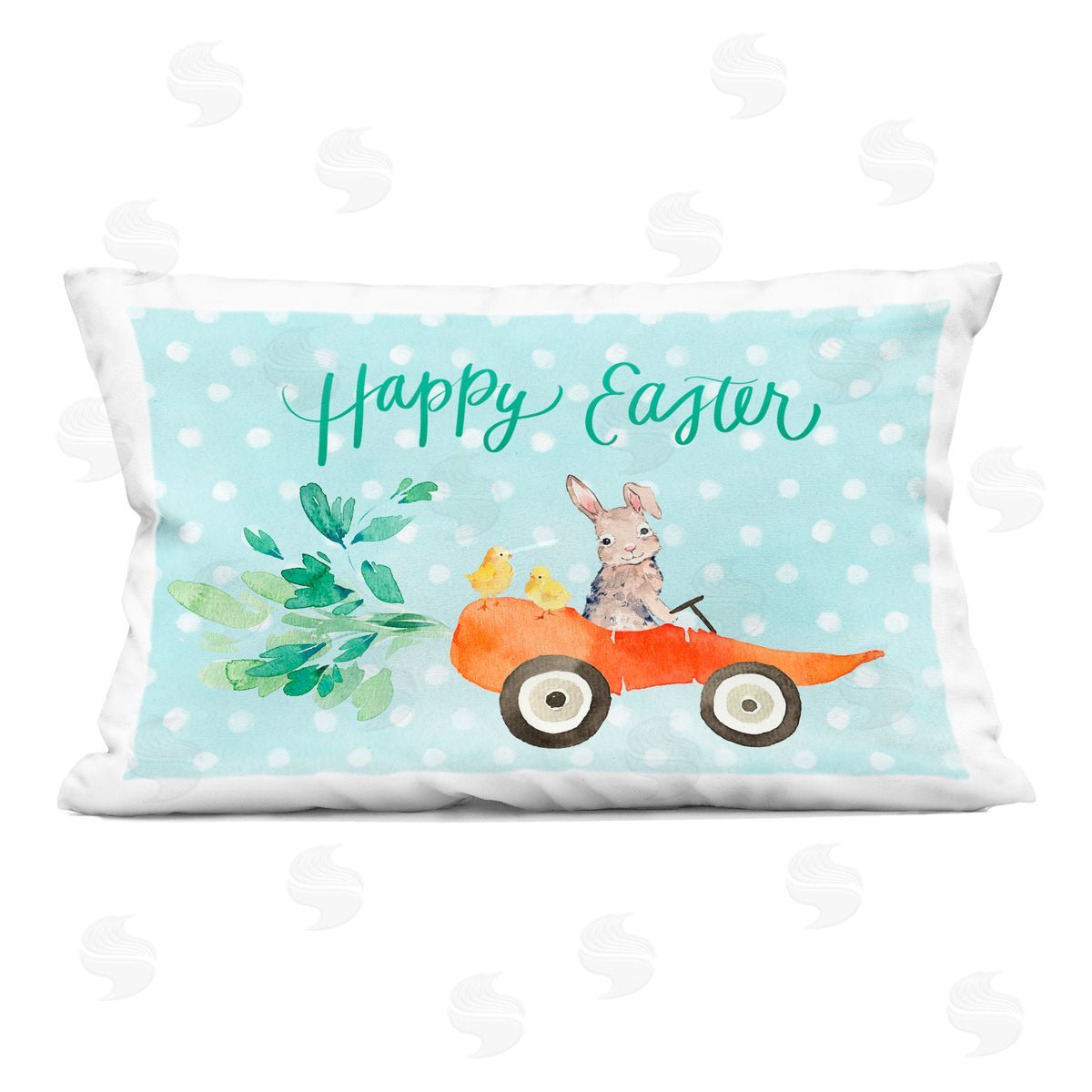 Heather Lee Chan Easter Carrot Car Bunny Indoor Printed Throw Pillow