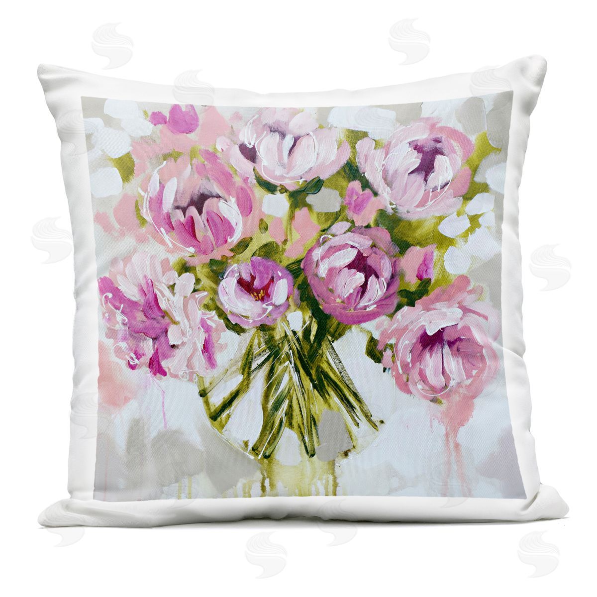 Amanda Brooks Bundle Of Daubed Peonies Plush Polyester Art Print Pillow