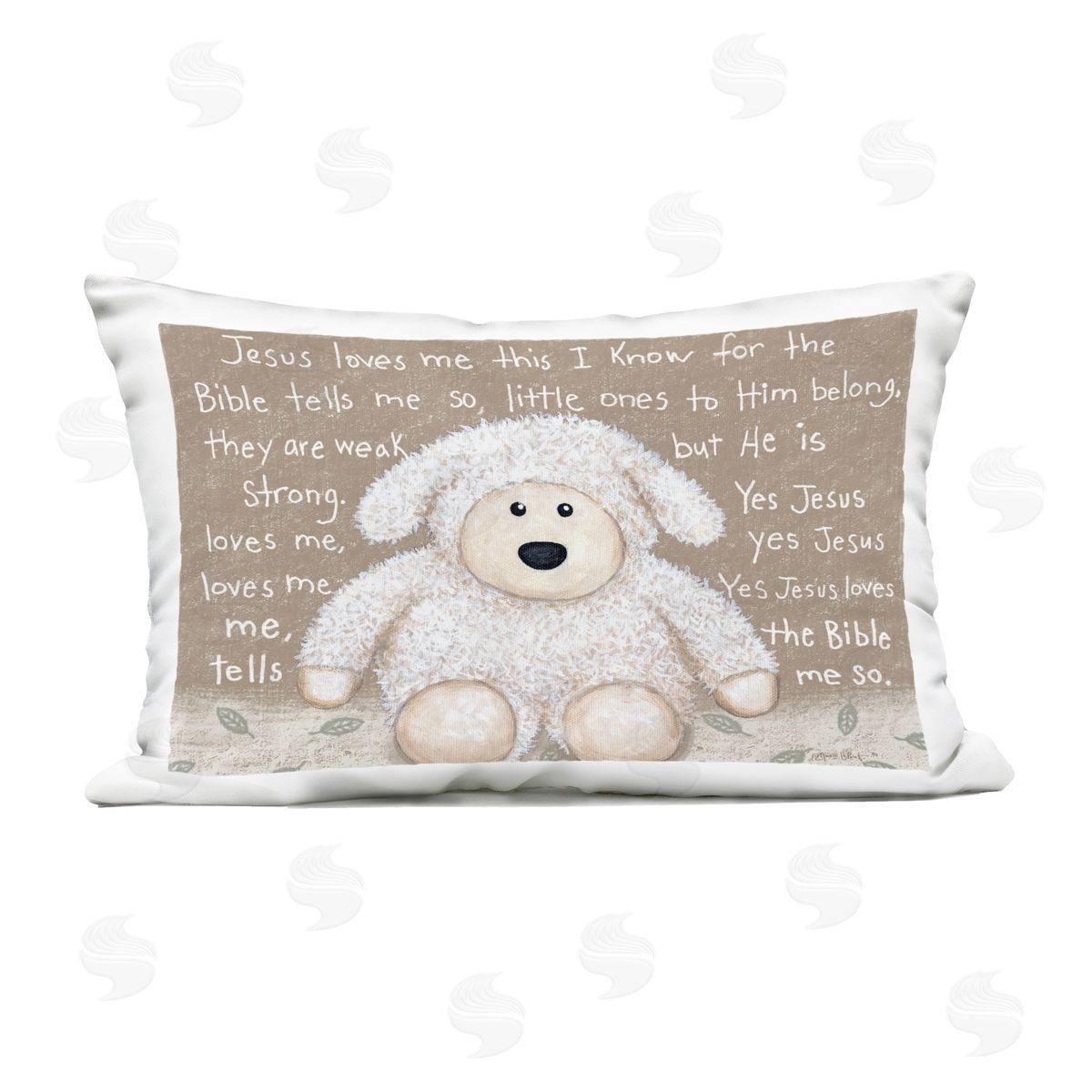 Annie LaPoint Jesus Loves Me Little Lamb Outdoor Printed Throw Pillow