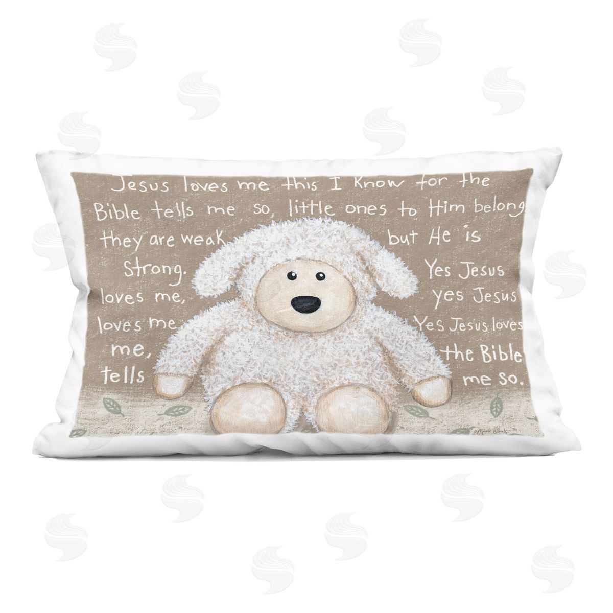 Annie LaPoint Jesus Loves Me Little Lamb Indoor Printed Throw Pillow