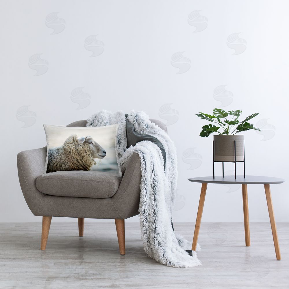 Martin Podt Deep Thoughts Sheep Portrait Printed Indoor Throw Pillow in Room