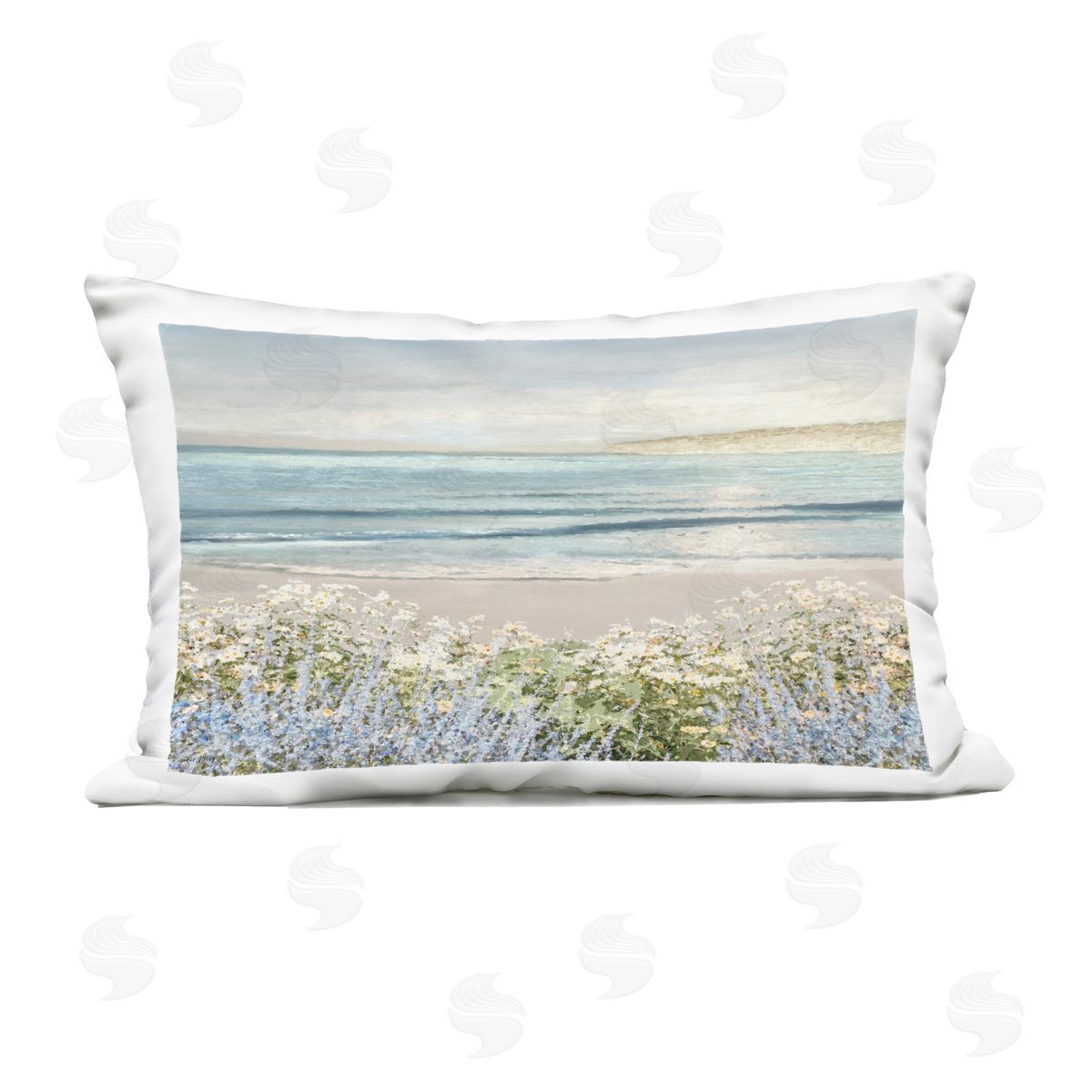 Amber Sterling Sand And Blooms Beach Outdoor Printed Throw Pillow
