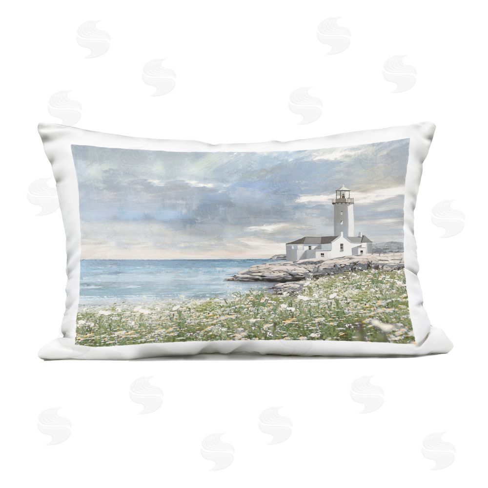 Amber Sterling Coastal Guardian Lighthouse Outdoor Printed Throw Pillow