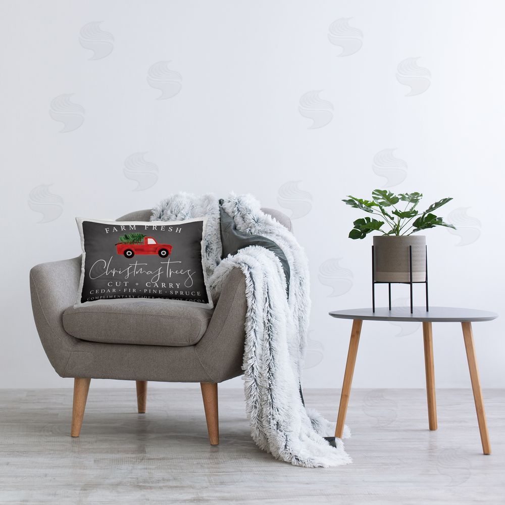 Lux + Me Designs Farm Fresh Christmas with Truck Printed Indoor Throw Pillow in Room