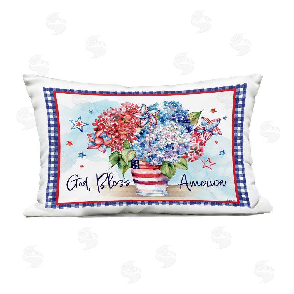 Nicole DeCamp God Bless America Bouquet Outdoor Printed Throw Pillow