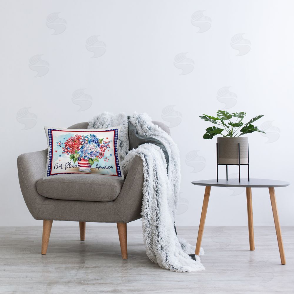Nicole DeCamp God Bless America Bouquet Printed Indoor Throw Pillow in Room