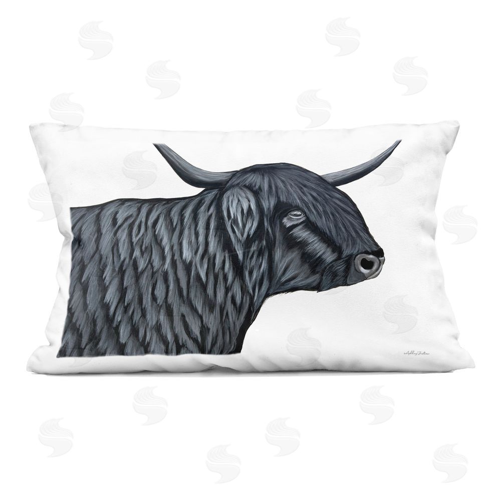 Ashley Justice Filmore Black Bull Portrait Indoor Printed Throw Pillow