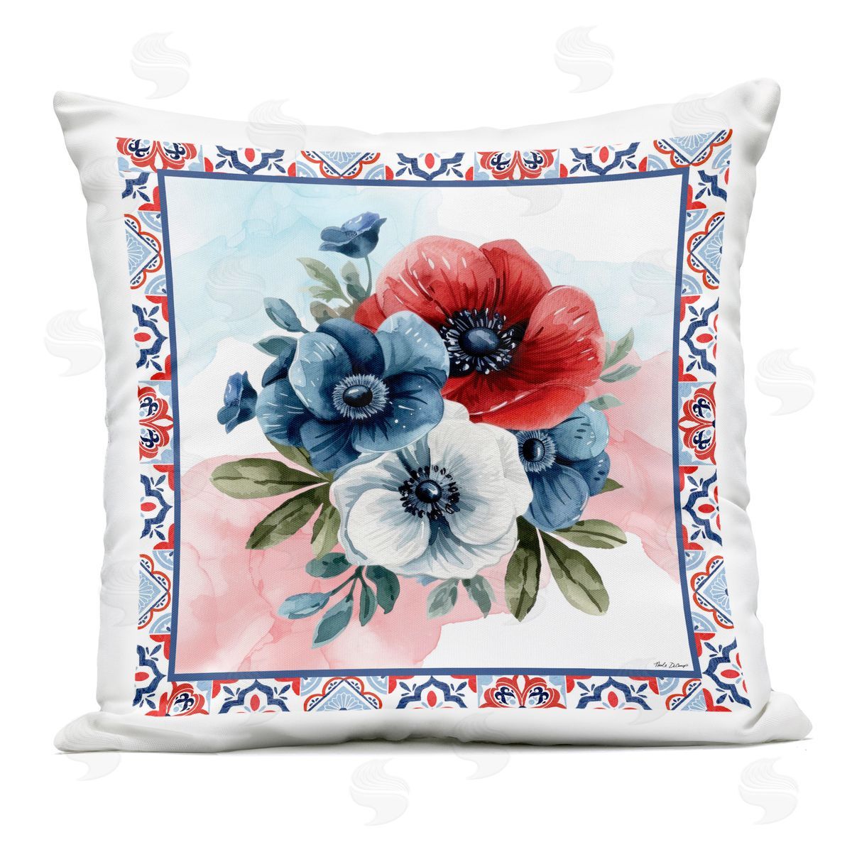 Nicole DeCamp Patriotic Poppies Bundle Outdoor Printed Throw Pillow