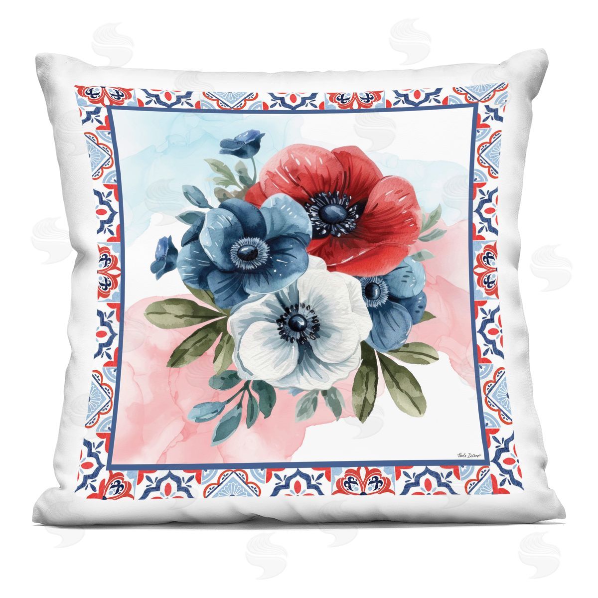 Nicole DeCamp Patriotic Poppies Bundle Indoor Printed Throw Pillow