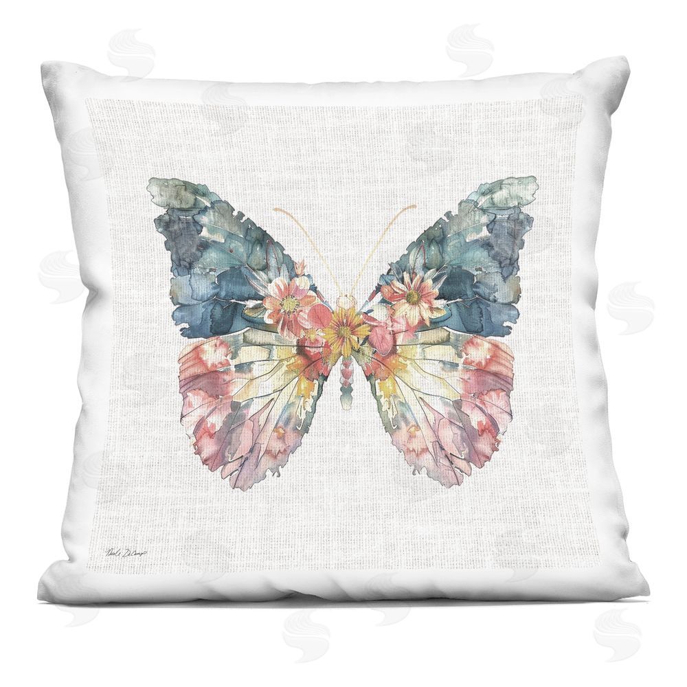 Nicole DeCamp Floral Flight Butterfly Wings Indoor Printed Throw Pillow