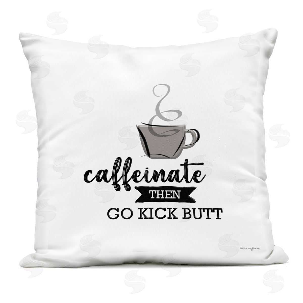 Seven Trees Design Caffeinate Then Kick Butt Outdoor Printed Throw Pillow
