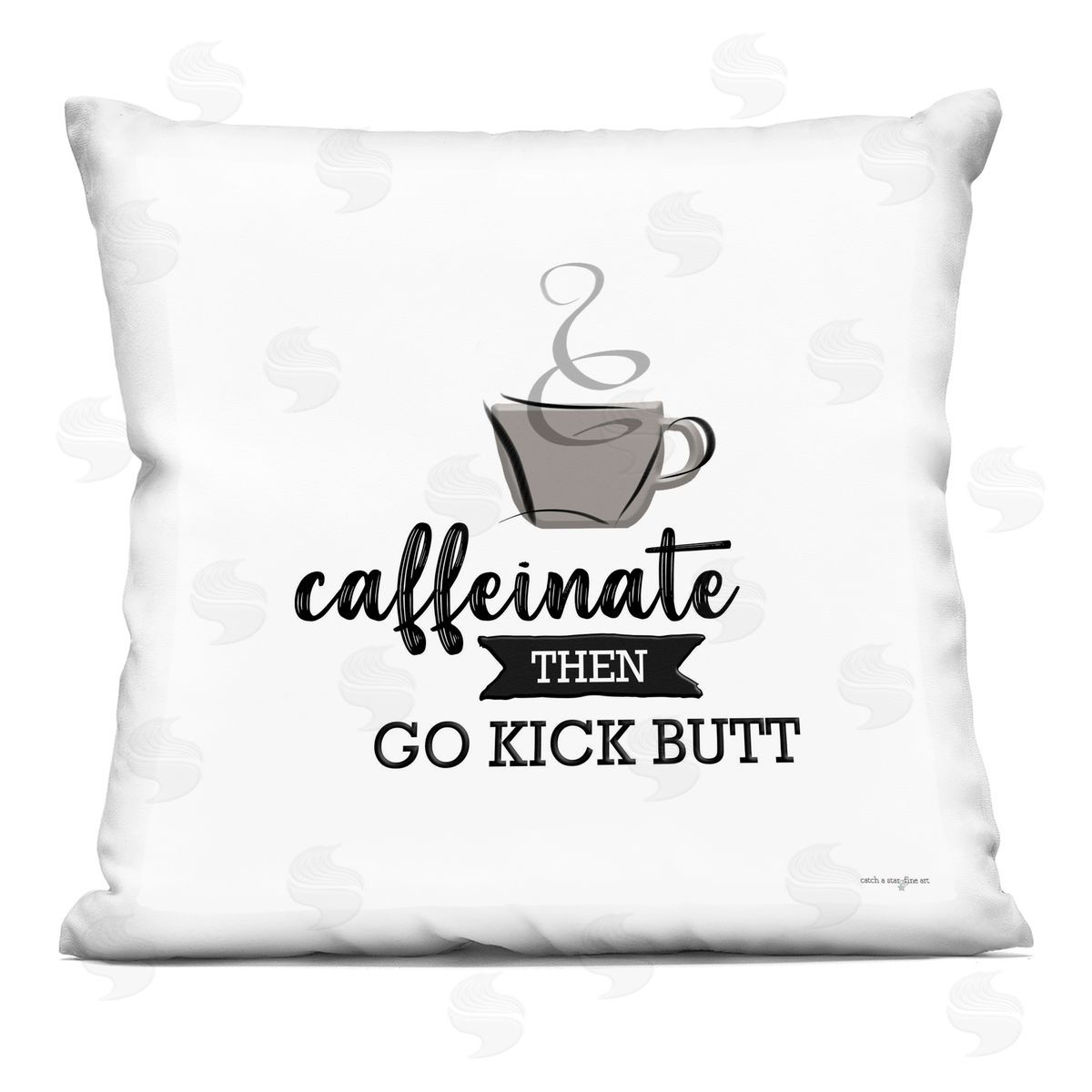 Seven Trees Design Caffeinate Then Kick Butt Indoor Printed Throw Pillow