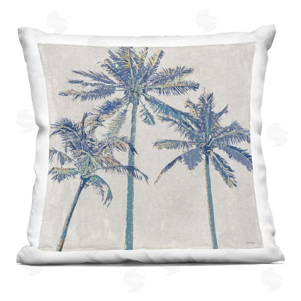 Amber Sterling Exotic Pop Blue Palms Indoor Printed Throw Pillow
