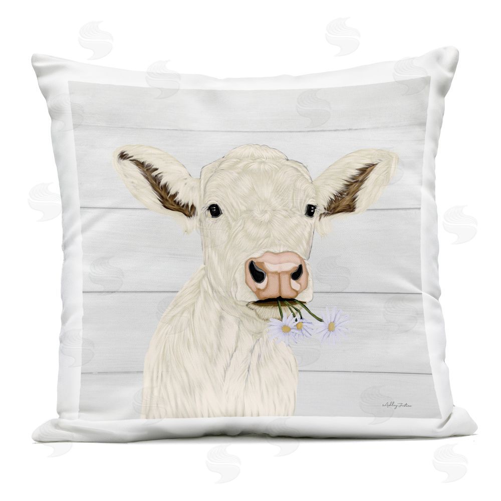 Ashley Justice Opal Baby Cow Portrait Outdoor Printed Throw Pillow