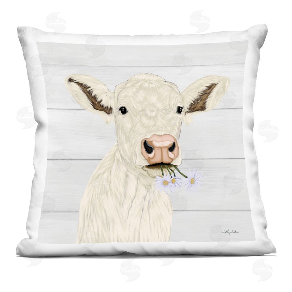 Ashley Justice Opal Baby Cow Portrait Indoor Printed Throw Pillow