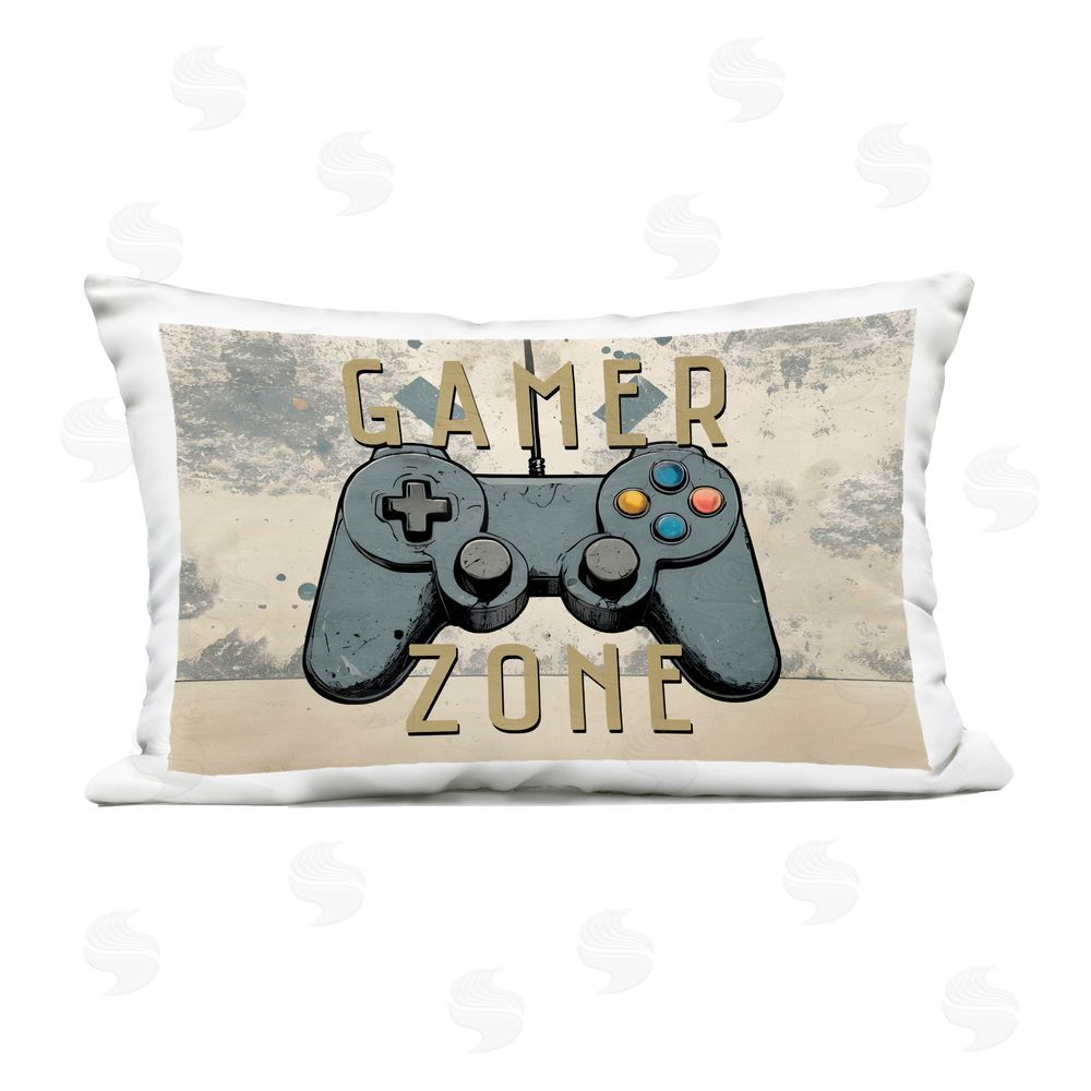 Kim Allen Gamer Zone with Abstract Background Outdoor Printed Throw Pillow