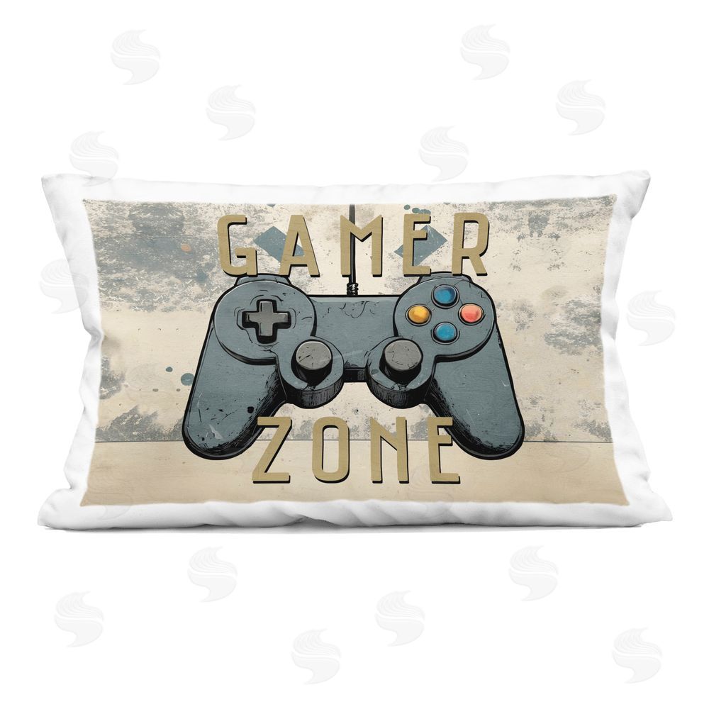 Kim Allen Gamer Zone with Abstract Background Indoor Printed Throw Pillow
