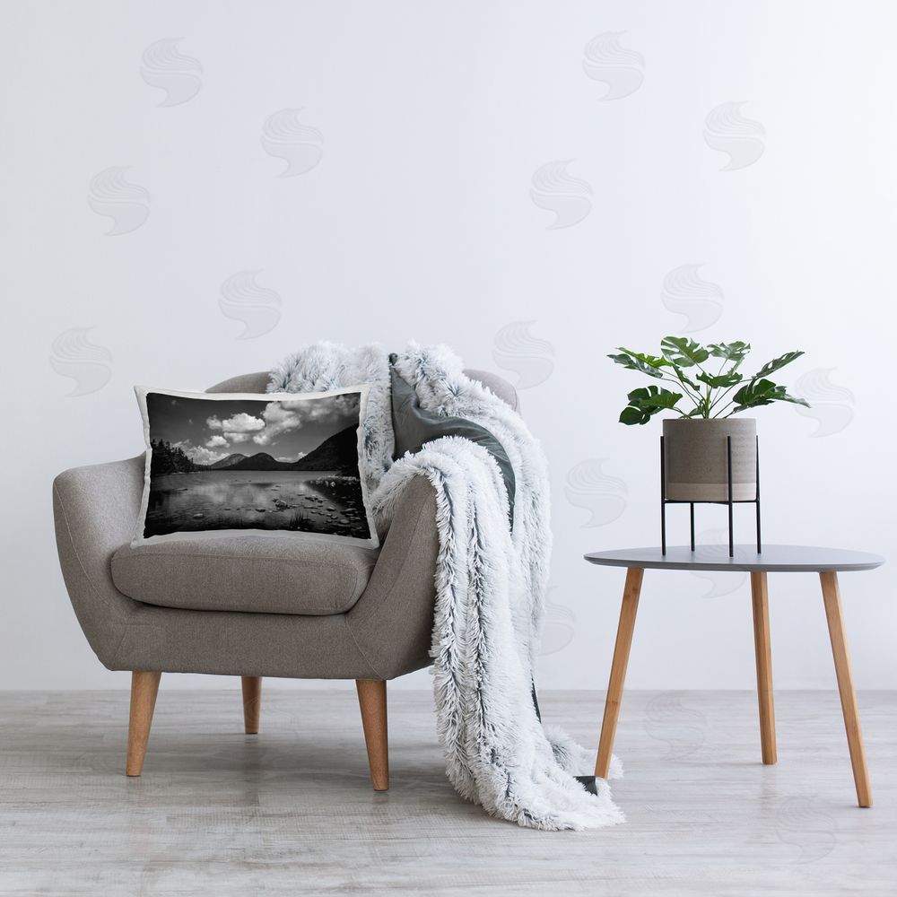 James Rodewald Cloudy Mountain In The Distance Printed Indoor Throw Pillow in Room