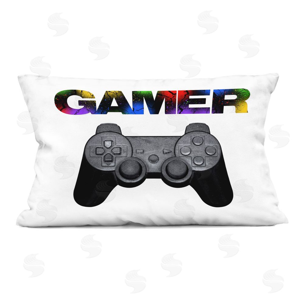 Marcus Prime Gamer with Rainbow Splatter Indoor Printed Throw Pillow