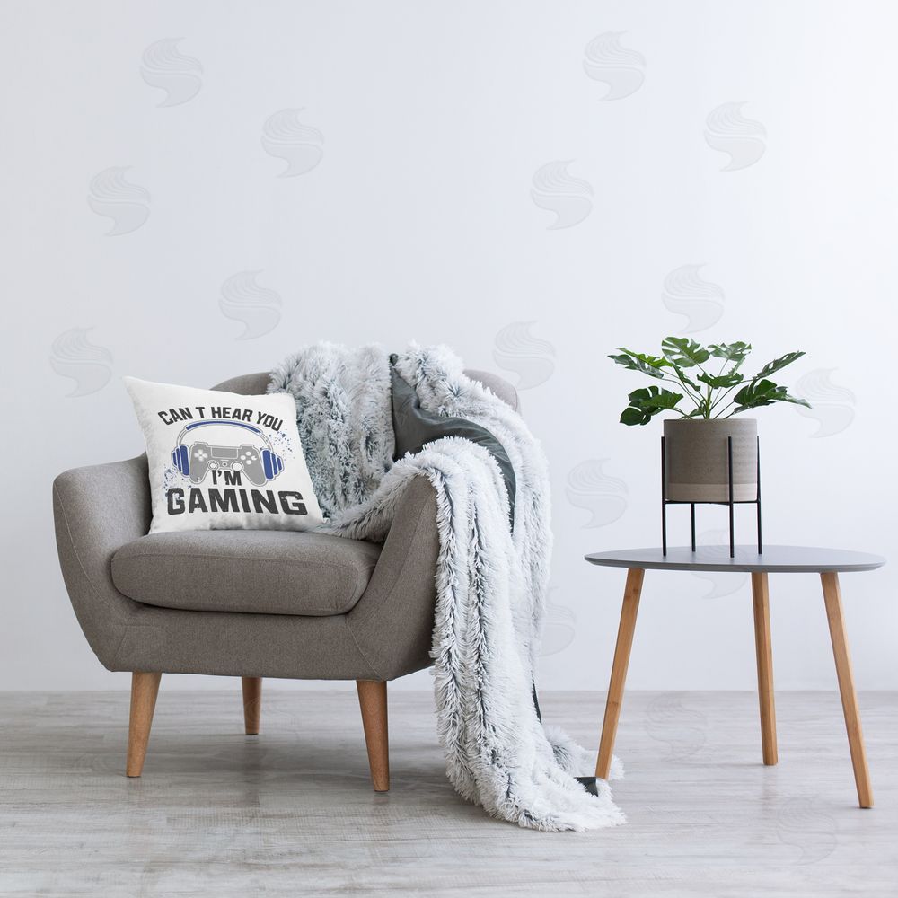 Kim Allen Can't Hear Gaming Printed Indoor Throw Pillow in Room