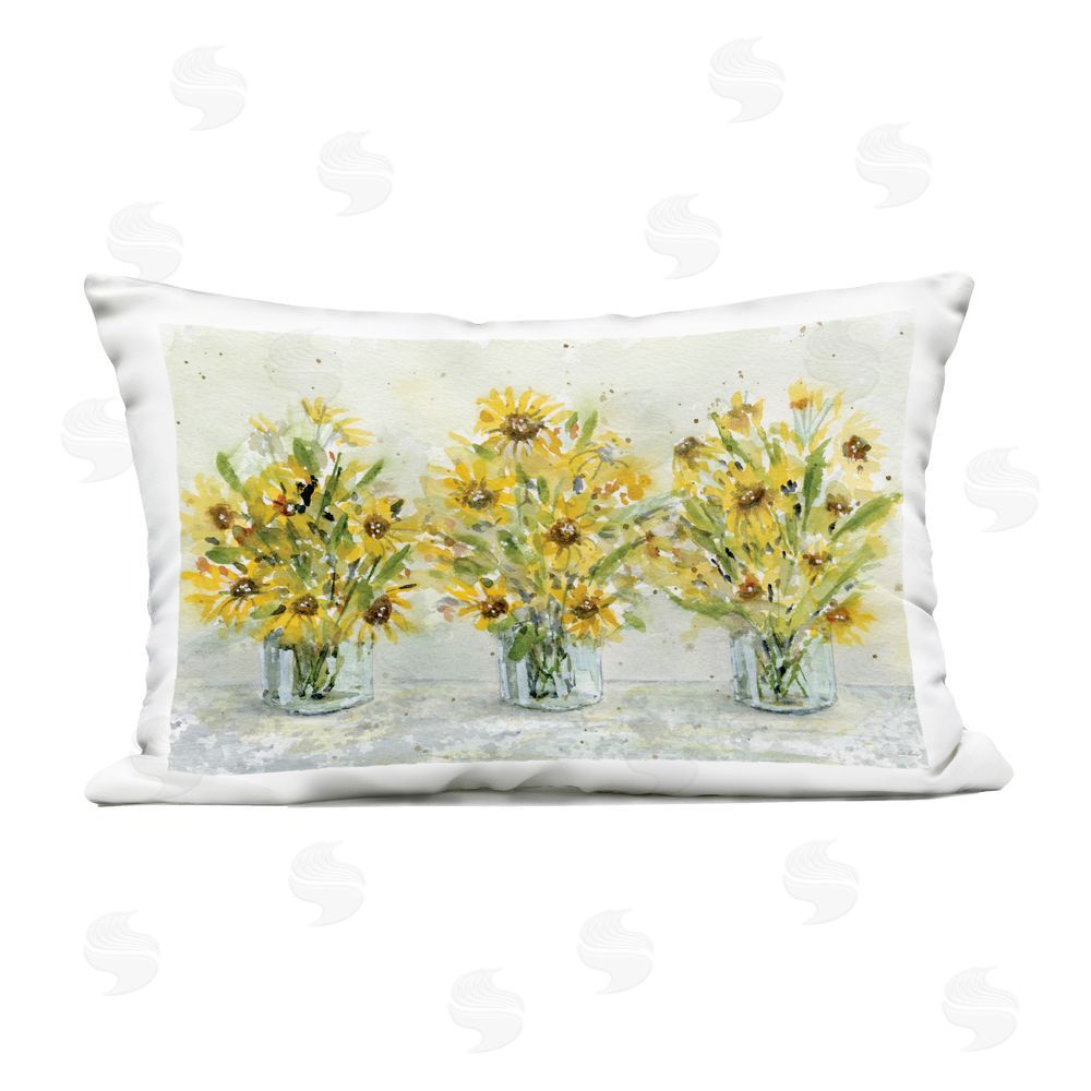 Patti Bishop Trio of Sunflower Vases Outdoor Printed Throw Pillow
