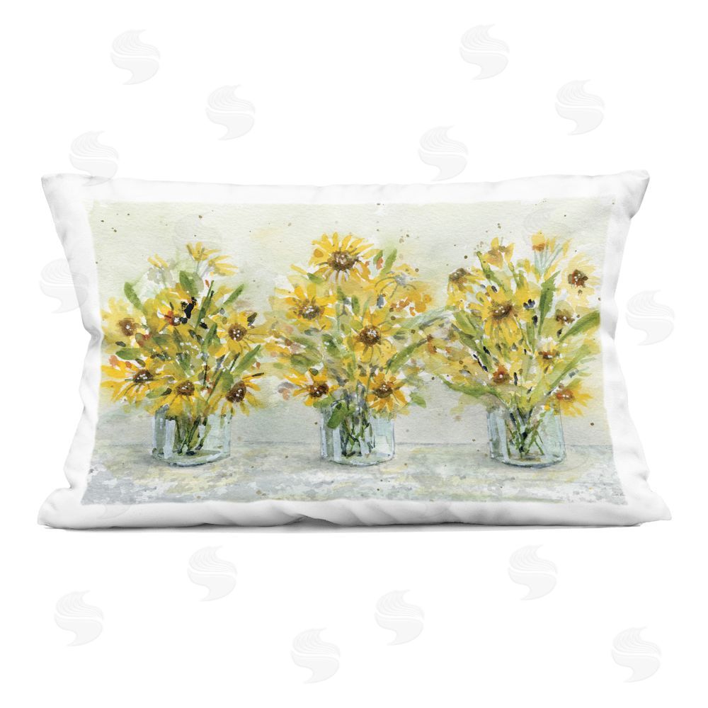 Patti Bishop Trio of Sunflower Vases Indoor Printed Throw Pillow