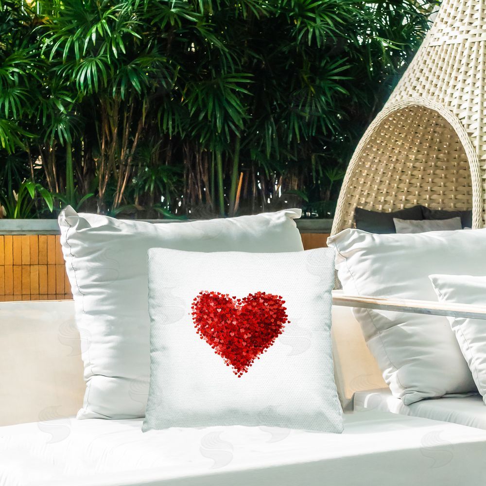 Christine Simpson Art Cluster of Hearts Shape Outdoor Printed Throw Pillow on Patio