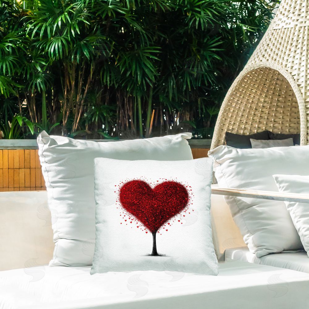 Christine Simpson Art Blooming Heart Tree Outdoor Printed Throw Pillow on Patio
