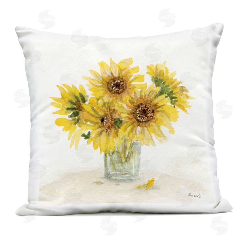 Patti Bishop Unfurling Sunflowers Vase Outdoor Printed Throw Pillow
