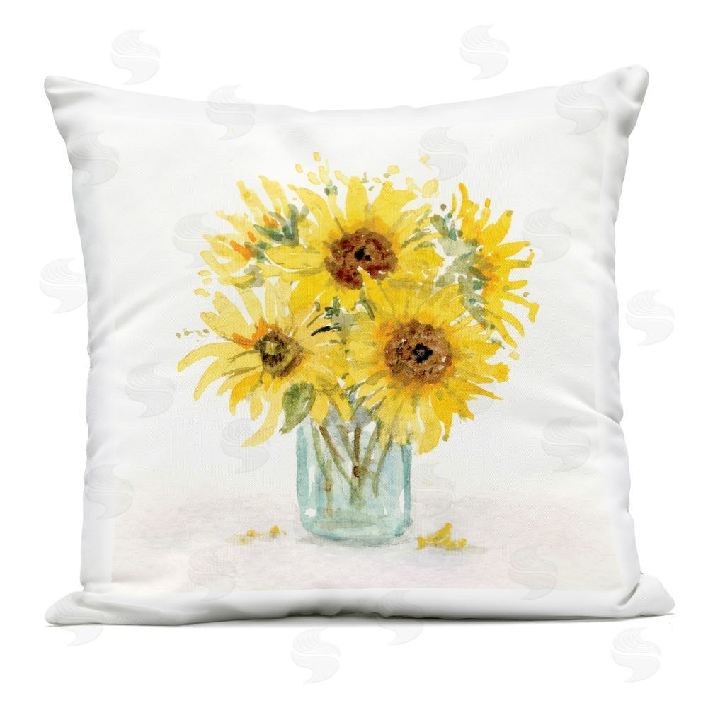 Patti Bishop Warm Yellow Sunflower Bouquet Outdoor Printed Throw Pillow