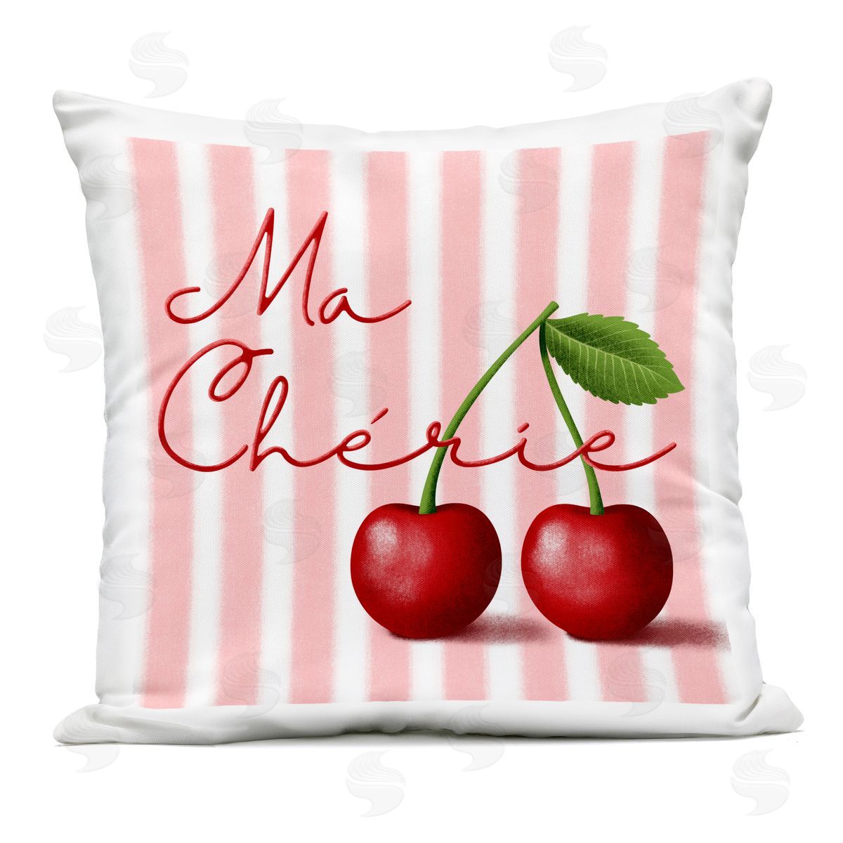 Marcus Prime Ma Cherie Stripes & Cherries Outdoor Printed Throw Pillow