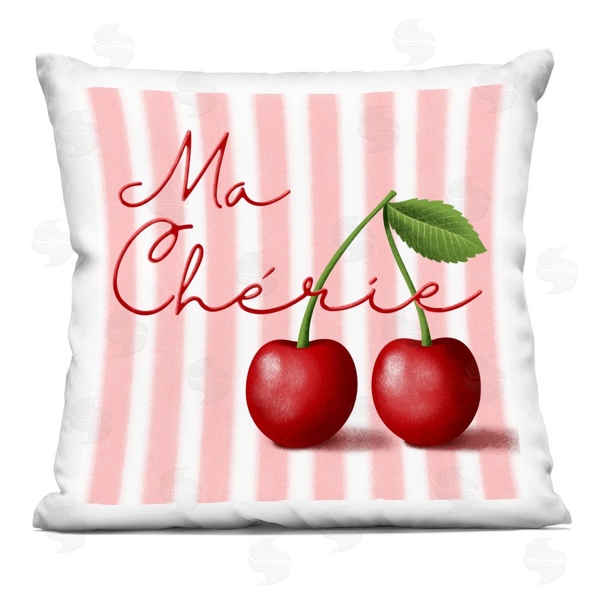 Marcus Prime Ma Cherie Stripes & Cherries Indoor Printed Throw Pillow