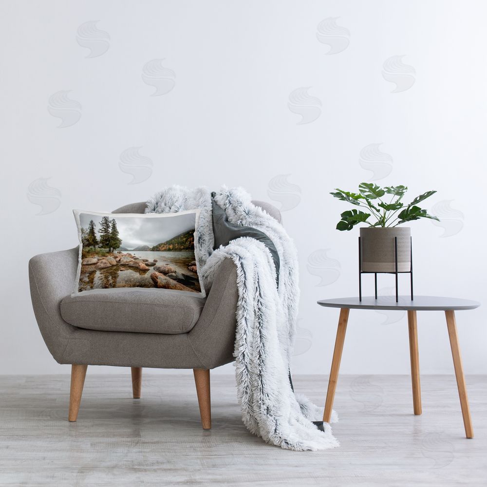 Jon Evan Pond In The Mountains Printed Indoor Throw Pillow in Room