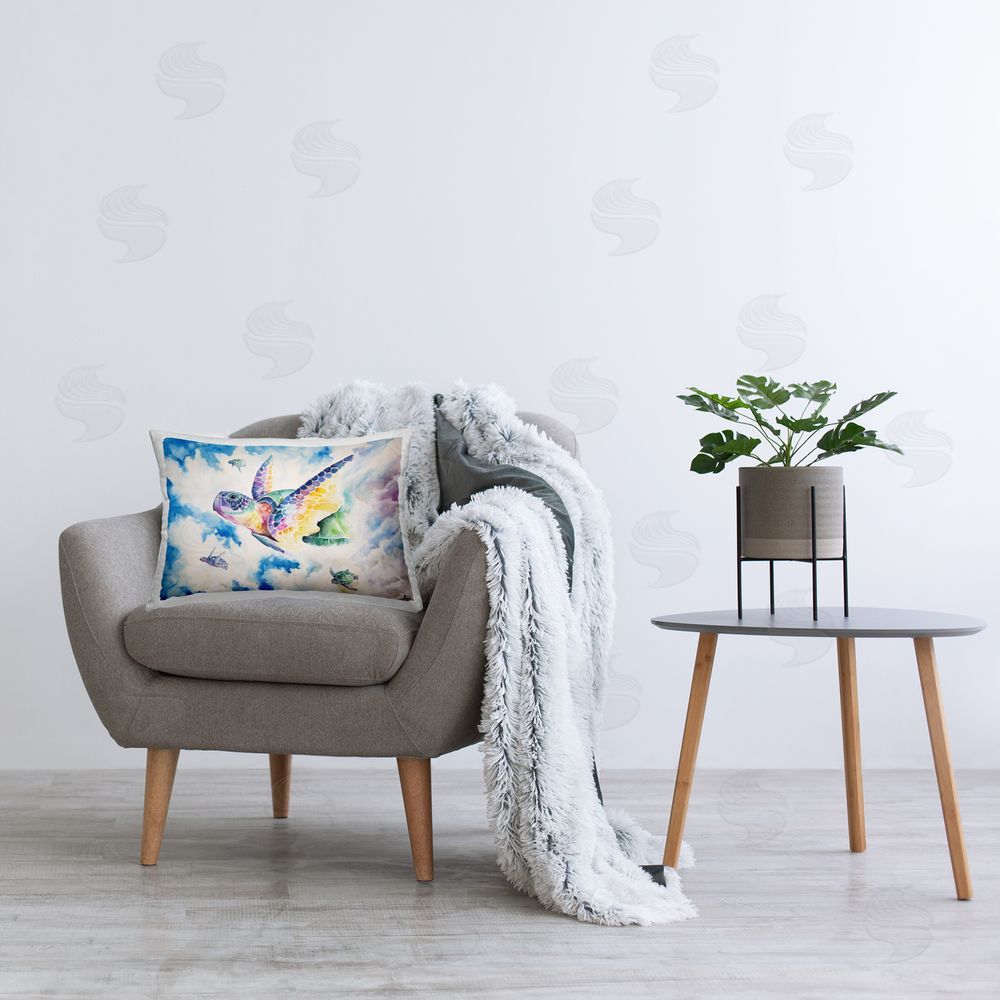 Marc Allante Skyward Sea Turtles Printed Indoor Throw Pillow in Room