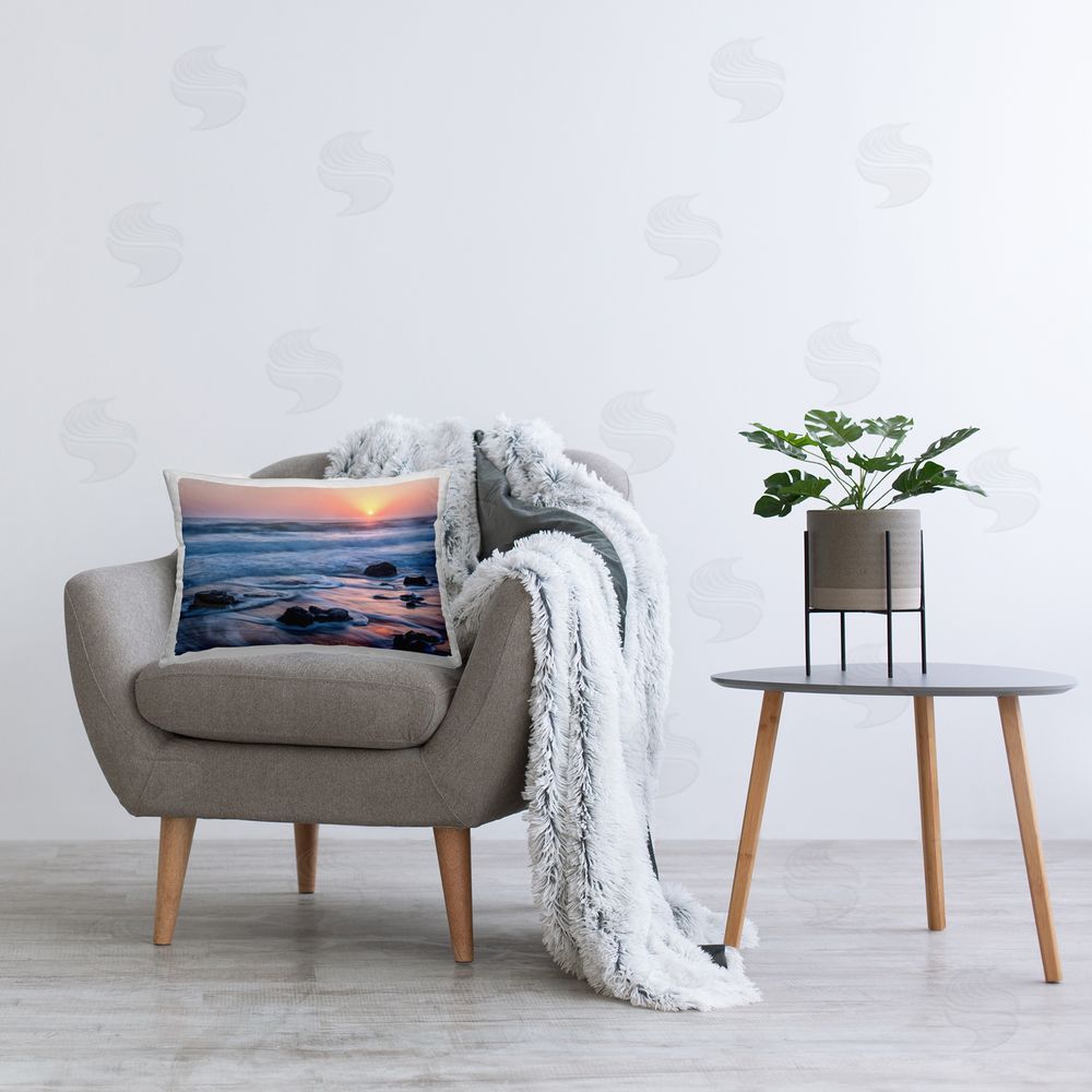Jon Evan Life Always Changes Seascape Printed Indoor Throw Pillow in Room