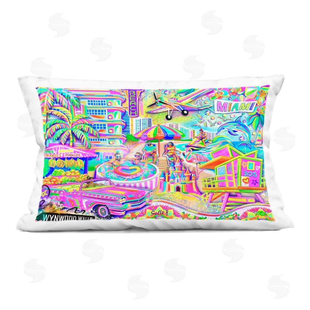 Jess Stempel Miami Fun Collage Indoor Printed Throw Pillow