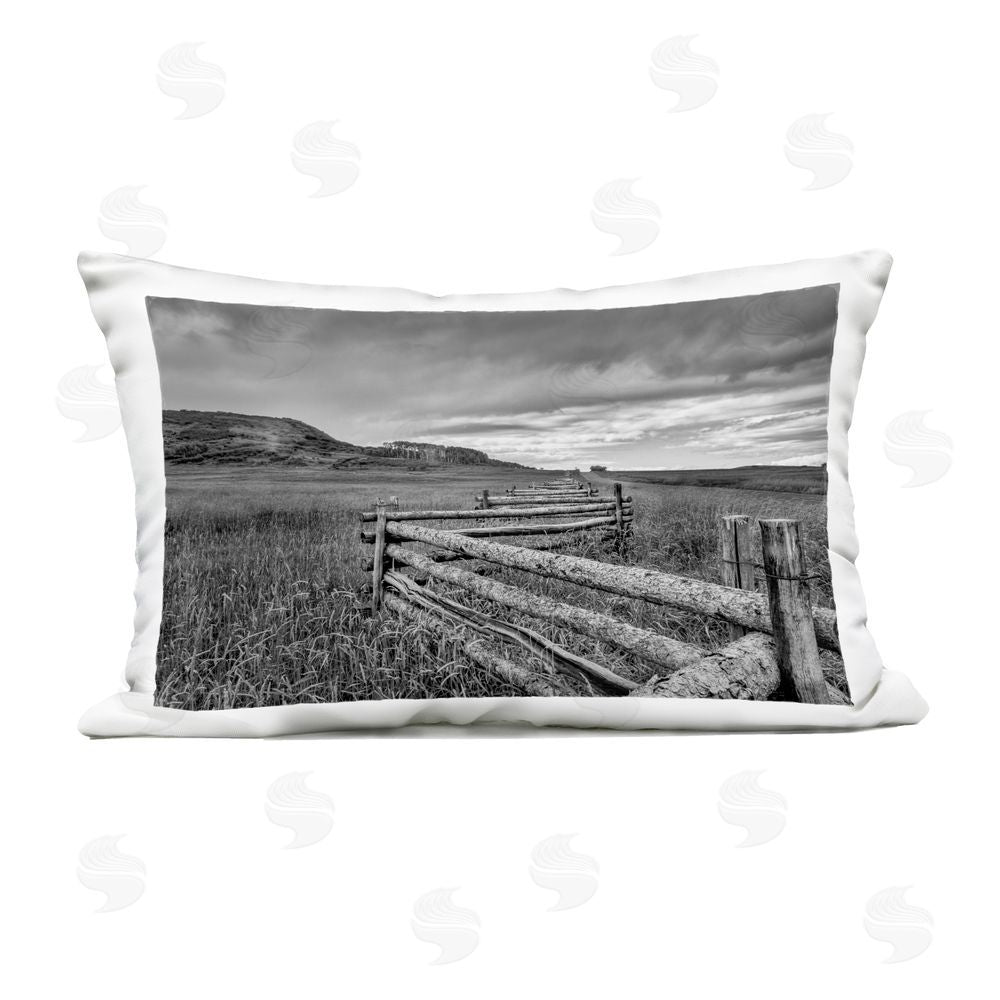 Jon Evan Zigzag Fence into Pasture Outdoor Printed Throw Pillow