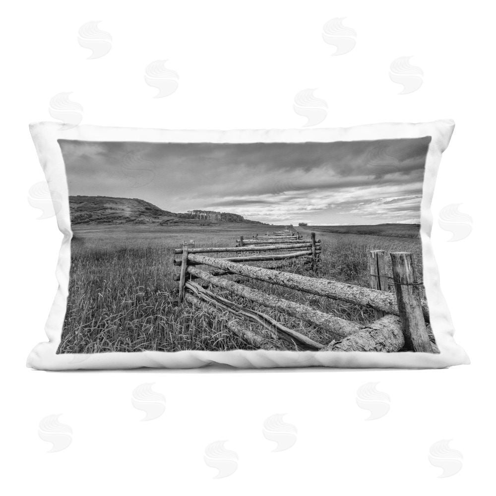 Jon Evan Zigzag Fence into Pasture Indoor Printed Throw Pillow