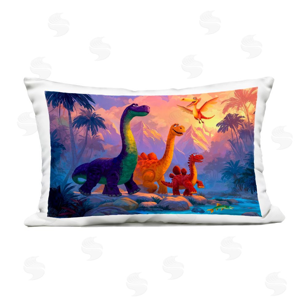 Wumples Dinosaur Friends In The Jungle Outdoor Printed Throw Pillow