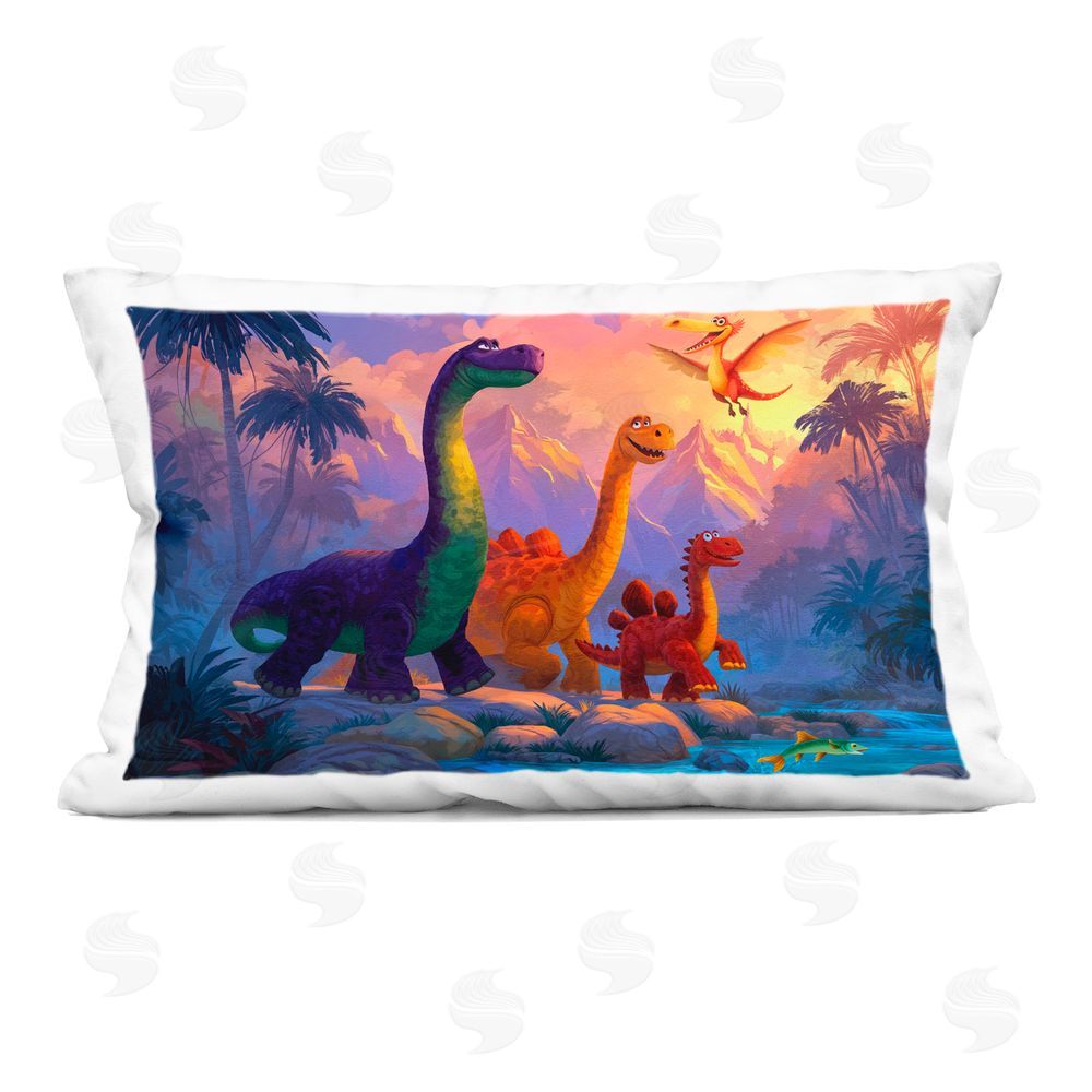 Wumples Dinosaur Friends In The Jungle Indoor Printed Throw Pillow