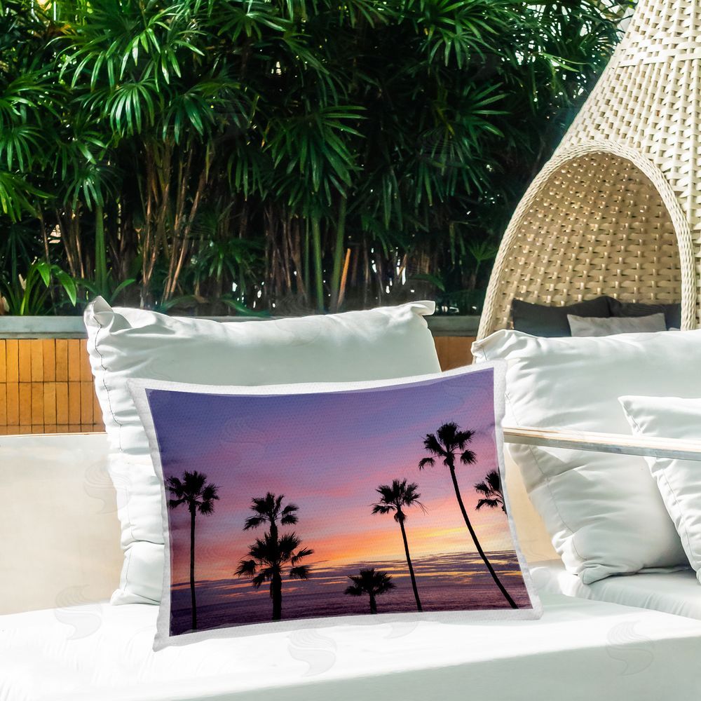 Jeff Poe Photography Sunsets & Scattered Palm Trees Outdoor Printed Throw Pillow on Patio