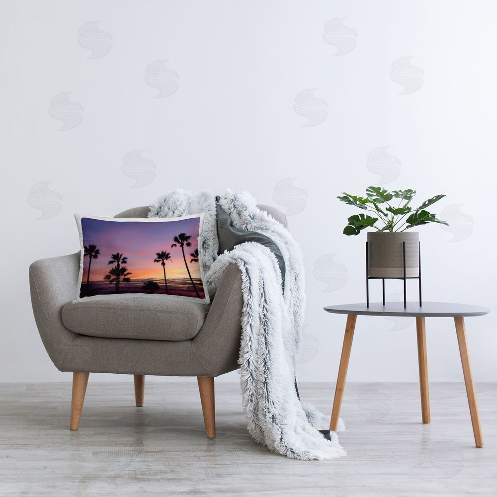 Jeff Poe Photography Sunsets & Scattered Palm Trees Printed Indoor Throw Pillow in Room