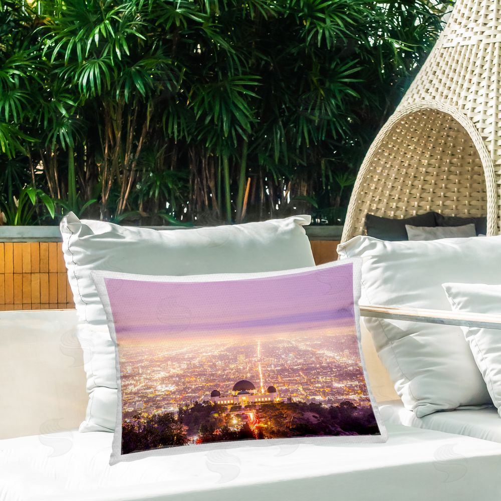 Jeff Poe Photography Griffith Park Scenic Overview Outdoor Printed Throw Pillow on Patio