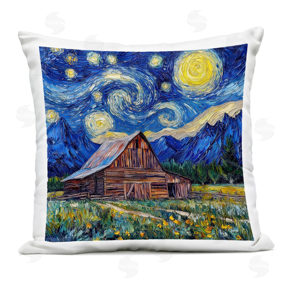 Wumples Grand Teton in Post Impressionist Style Outdoor Printed Throw Pillow