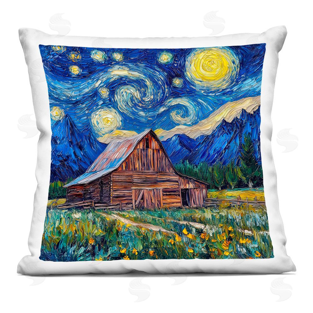 Wumples Grand Teton in Post Impressionist Style Indoor Printed Throw Pillow