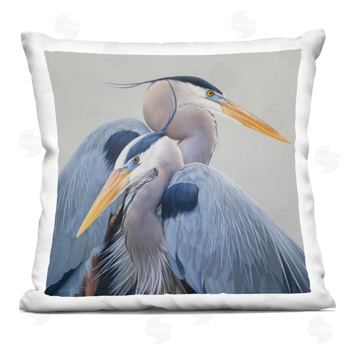 James Corwin Elegant Heron Twins Indoor Printed Throw Pillow