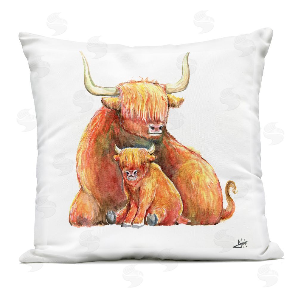 Marc Allante Yakety Yak Cattle Outdoor Printed Throw Pillow